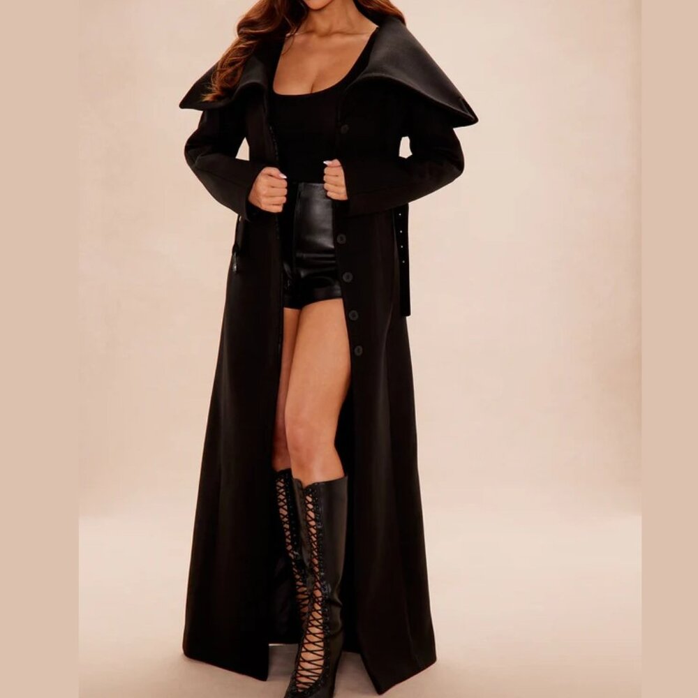 Martina Black Wool Coat, XS